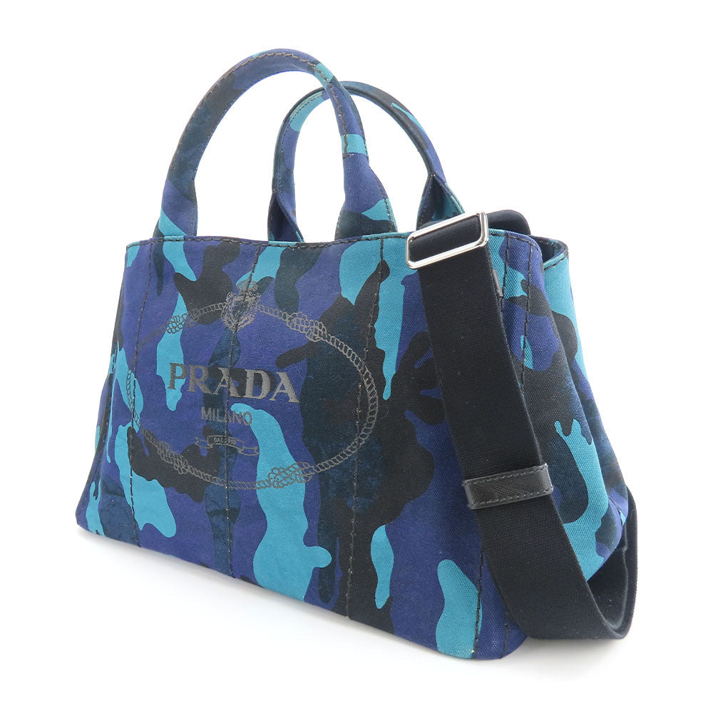 PRADA Handbag B2642B canvas Blue type Canapa