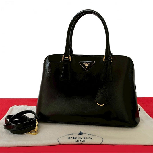 PRADA Shoulder Bag Patent leather black