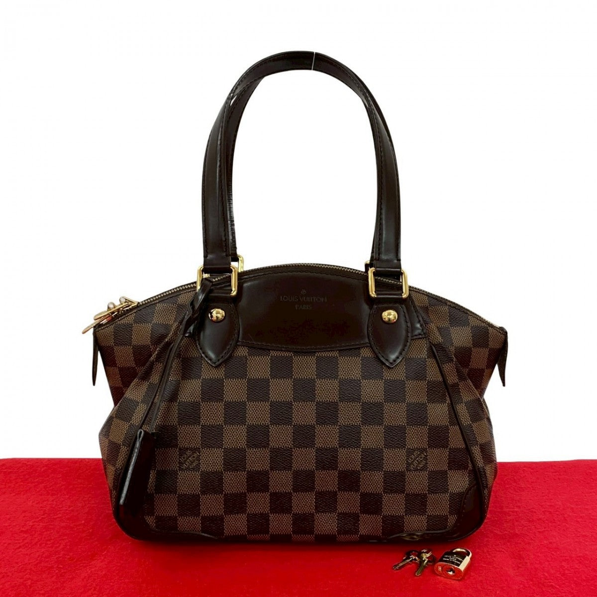 LOUIS VUITTON Handbag leather Brown Damier Verona PM