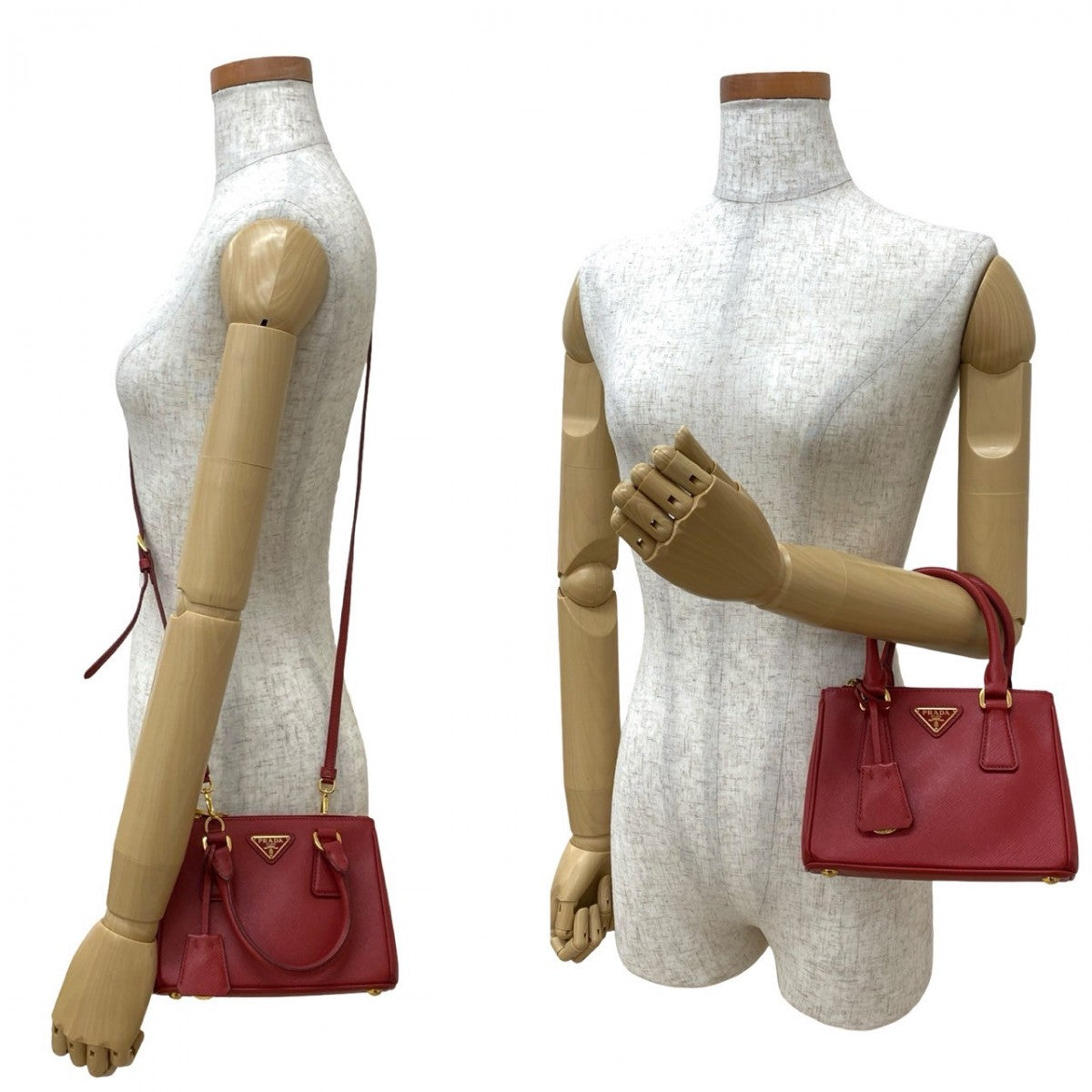 PRADA Shoulder Bag leather Red Galleria Micro
