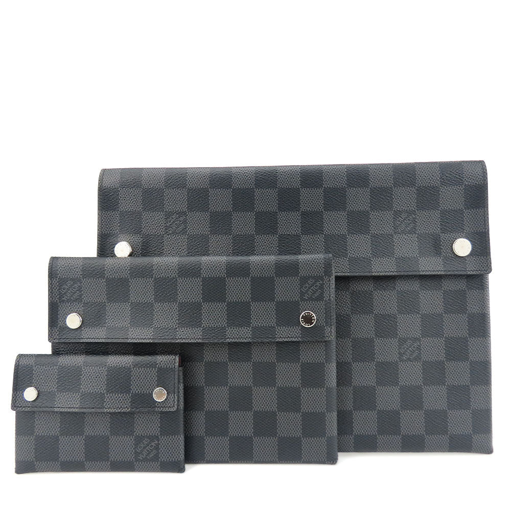 LOUIS VUITTON business bag Damier Grafitte black Alpha Triple Pouch
