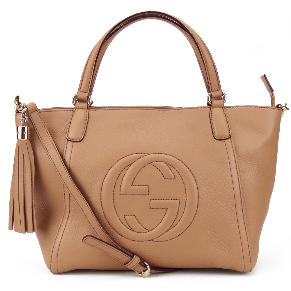 GUCCI Handbag 369176 leather beige Interlocking Soho
