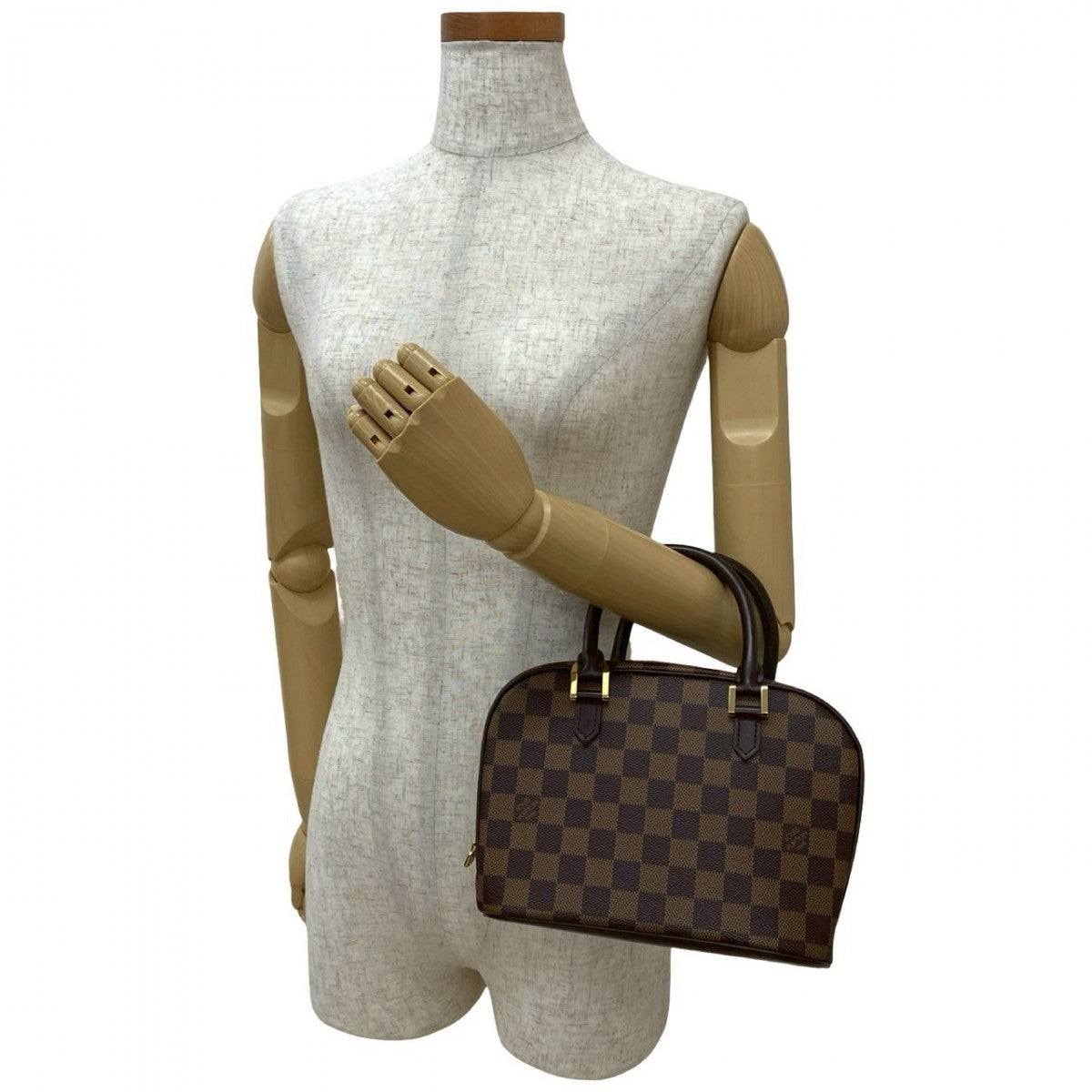 LOUIS VUITTON Handbag leather Brown Damier Saria Mini