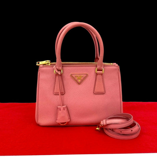 PRADA Shoulder Bag leather pink Galleria mini