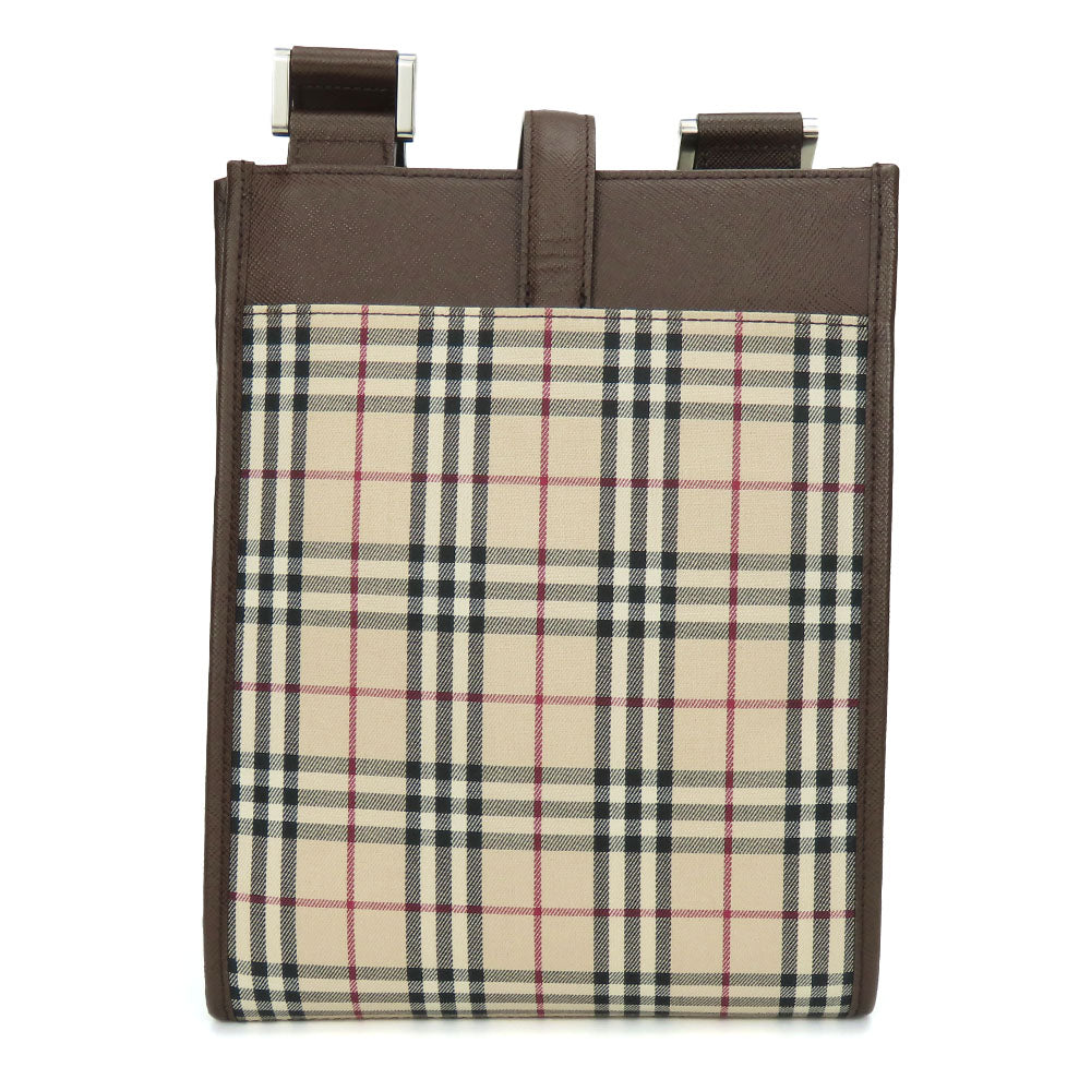 Burberry Canvas Leather Shoulder Bag Beige Brown