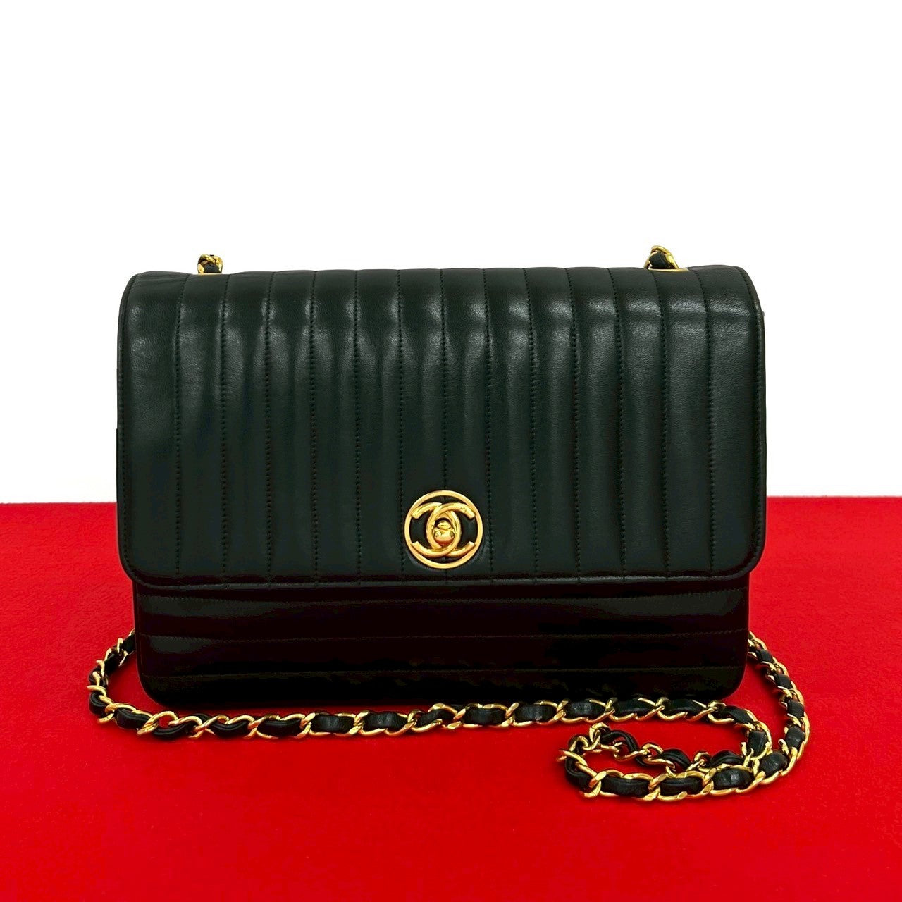 CHANEL Shoulder Bag lambskin black Mademoiselle