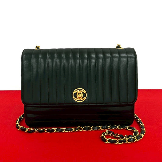 CHANEL Shoulder Bag lambskin black Mademoiselle