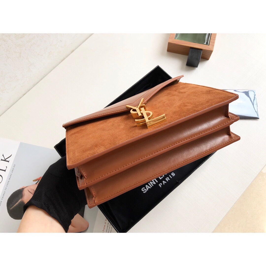 Yves Saint Laurent Cassandra Medium Chain Bag In Box And Velvet Orange.6in/