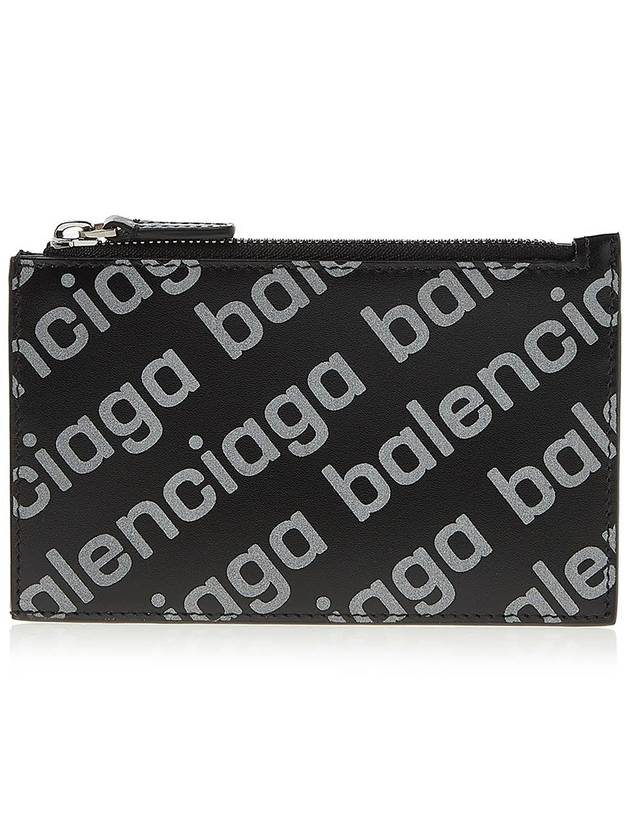 Luxury Balenciaga Trending 2026 All Over Logo Card Wallet Black