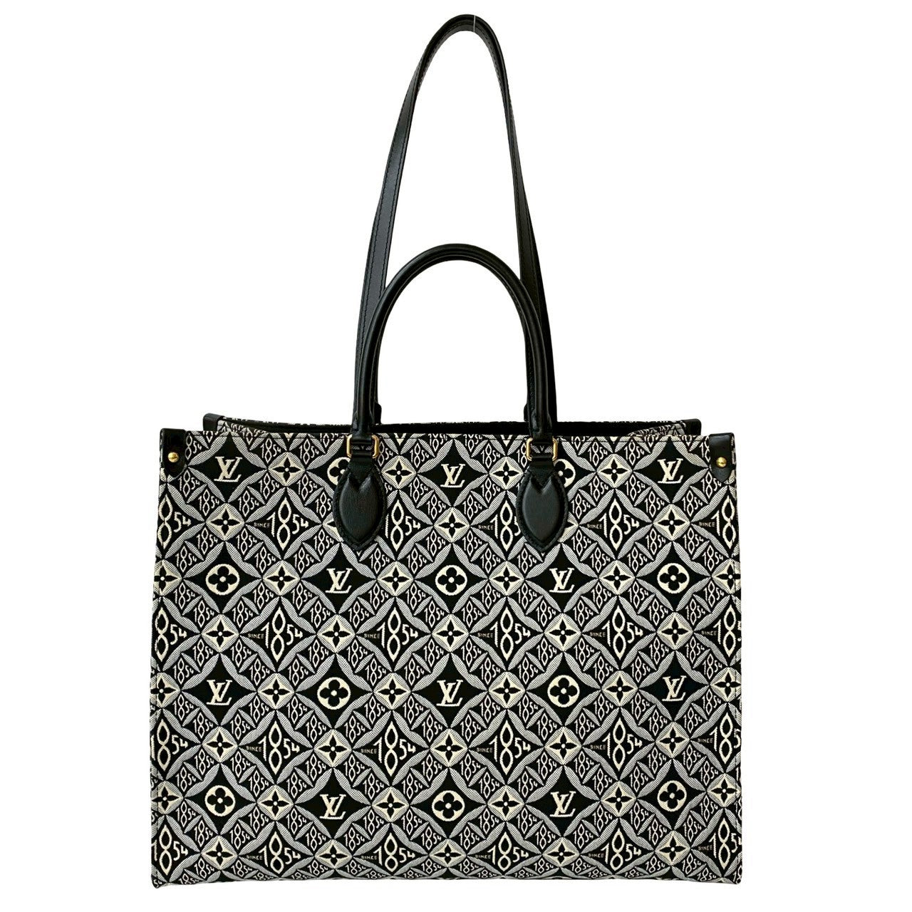 LOUIS VUITTON Tote Bag leather black Monogram Jaguar On the Go GM Since