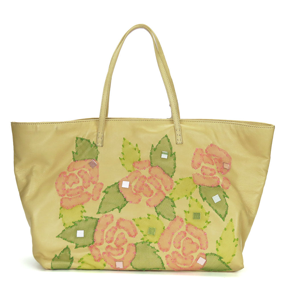Fendi Leather Tote Bag Beige Pink