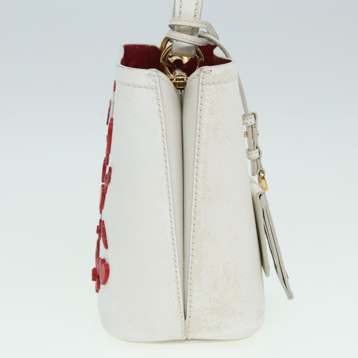 PRADA Hand Bag Nylon Leather 2way White Auth