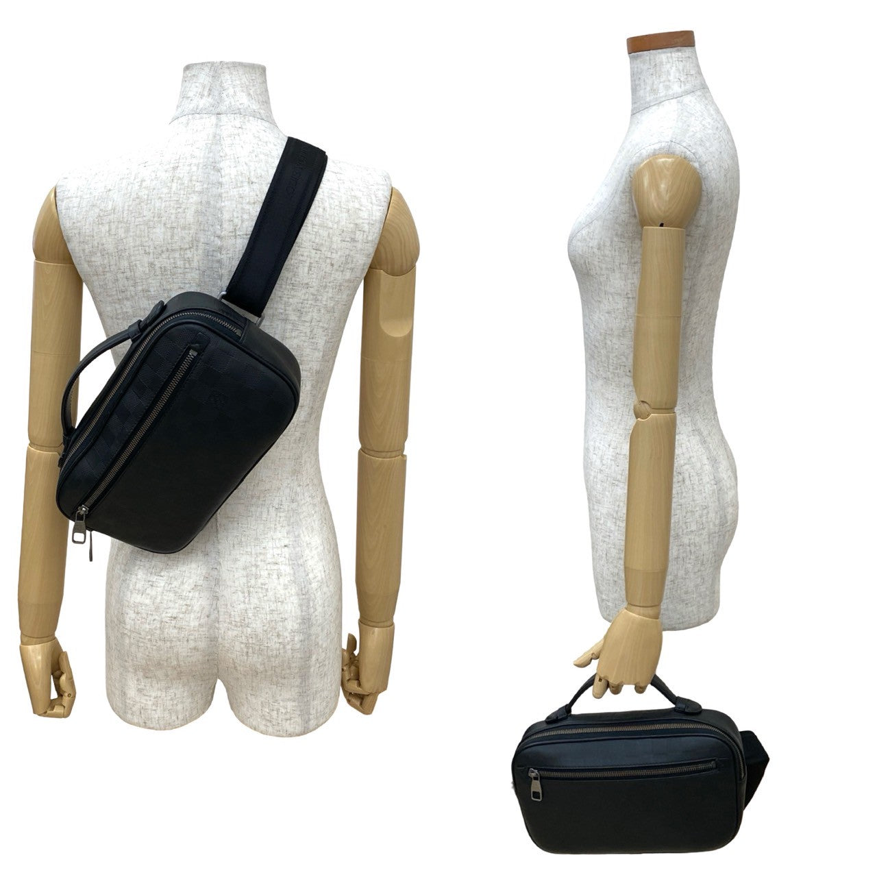LOUIS VUITTON Sling bag leather black Damier Anfini Ambreil