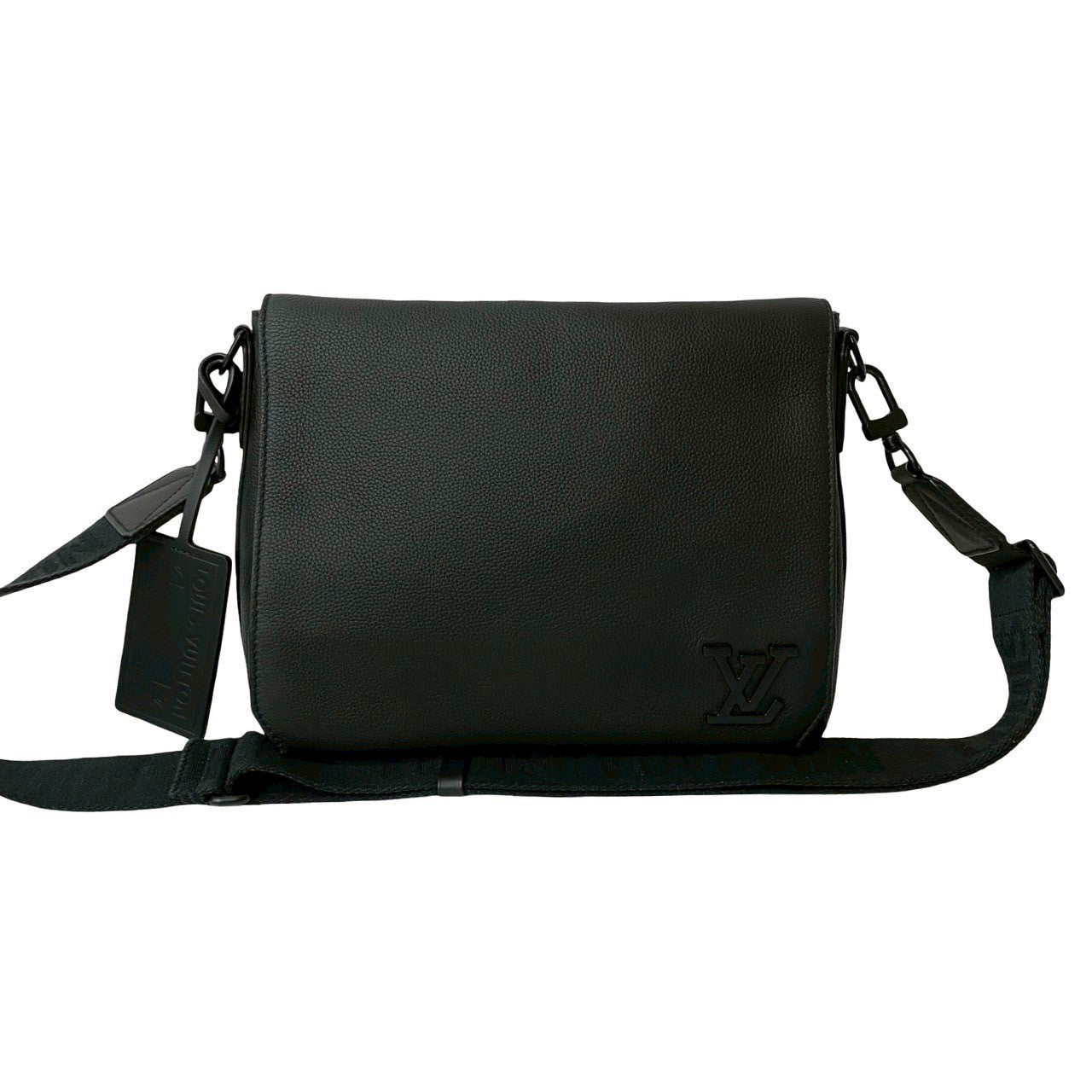 LOUIS VUITTON Shoulder Bag leather black Aerogram takeoff messenger