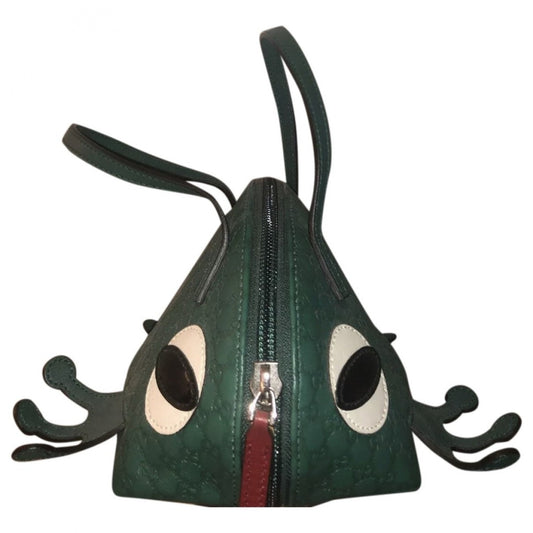 Gucci green leather bag & pencil cases