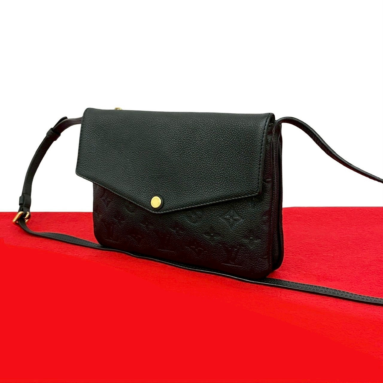 LOUIS VUITTON Shoulder Bag leather black Monogram Unplant Twice