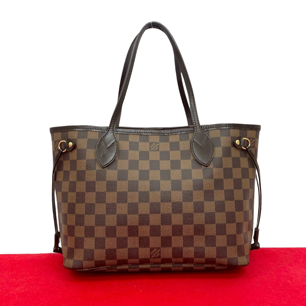LOUIS VUITTON Handbag leather Brown Damier Never full PM
