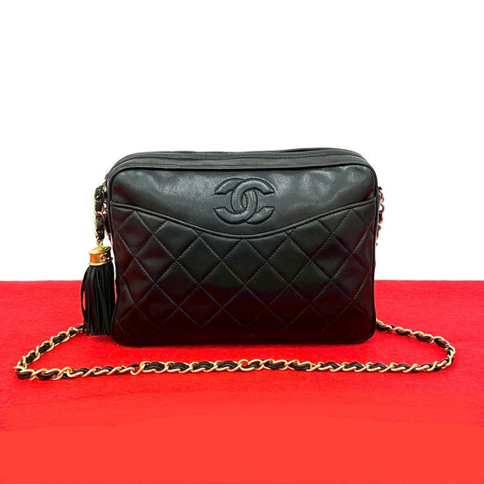 CHANEL Shoulder Bag lambskin black Matrasse