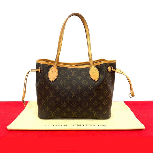 LOUIS VUITTON Tote Bag leather Brown Monogram Never full PM