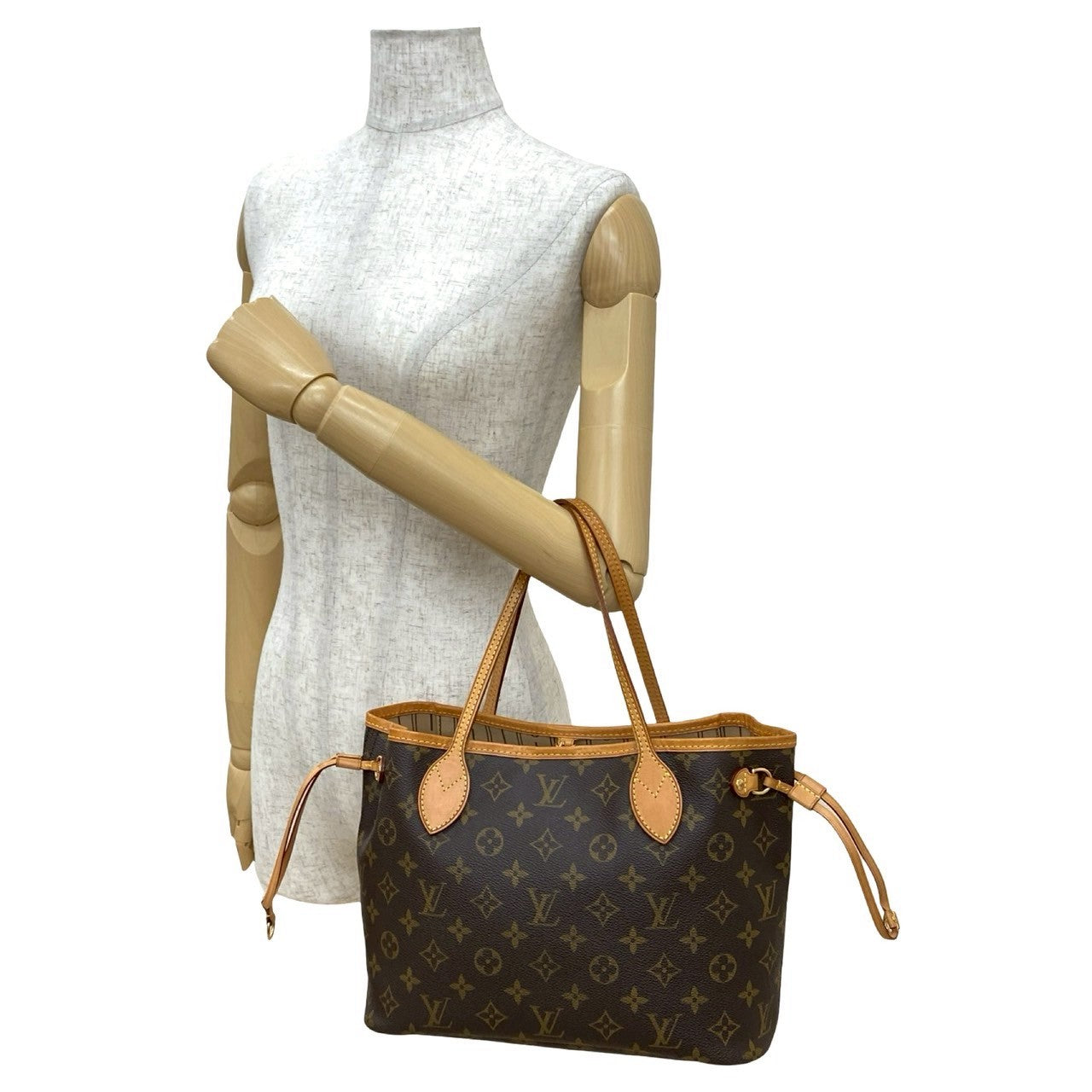 LOUIS VUITTON Tote Bag leather Brown Monogram Never full PM