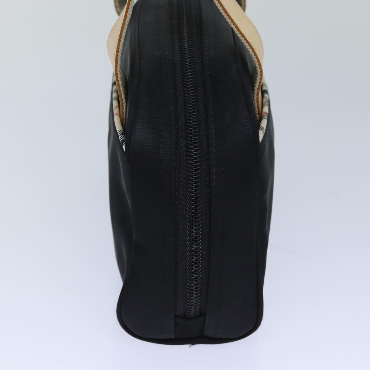 Burberry Nova Check Hand Bag Nylon Black Auth 83319