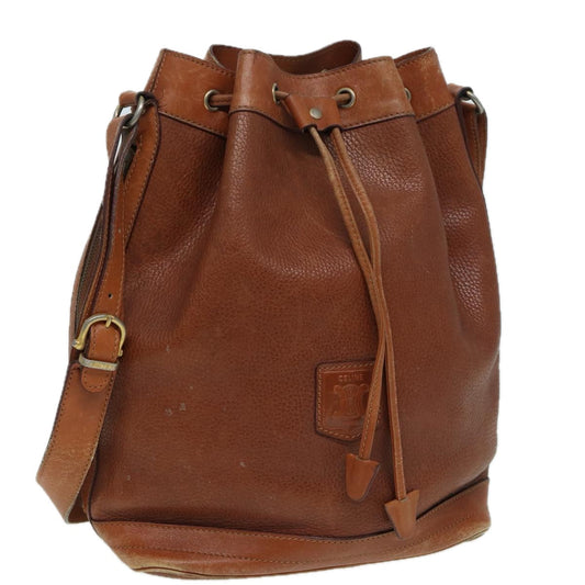 Luxury CELINE Shoulder Bag Leather Brown 83325
