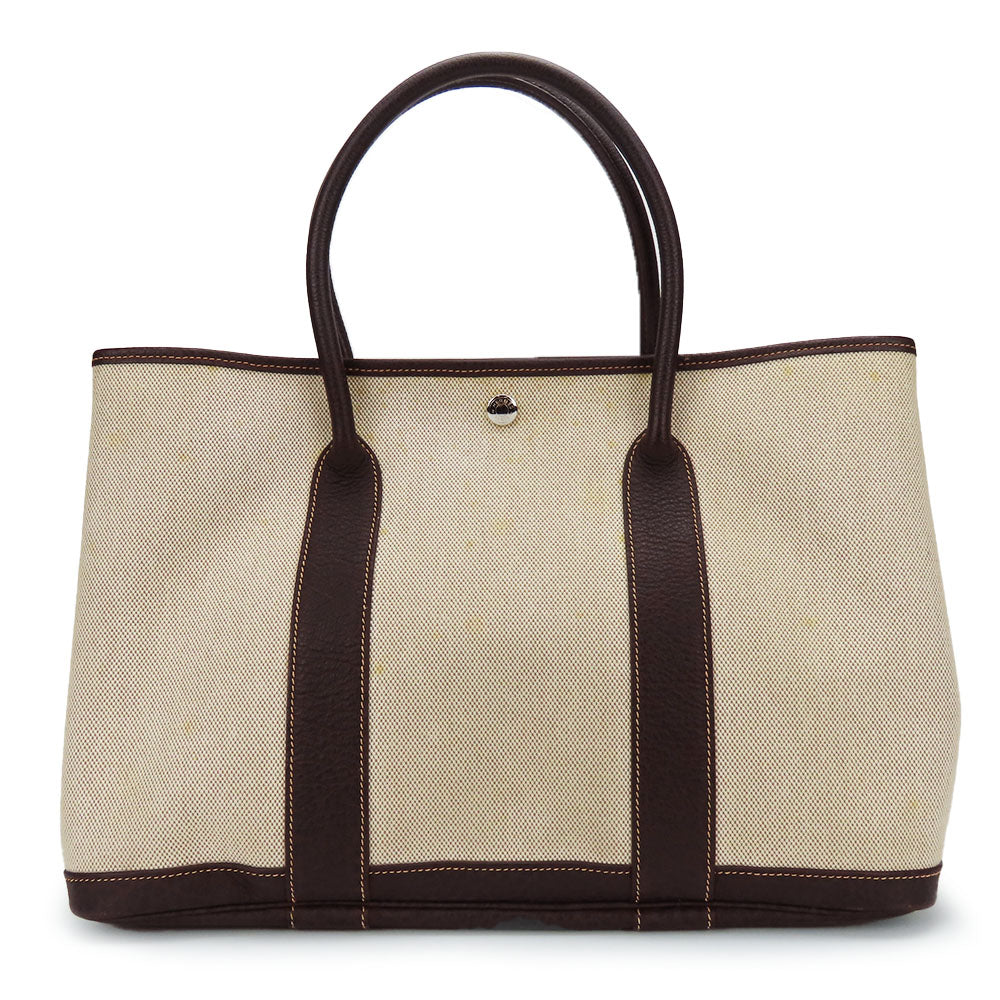 HERMES Handbag Canvas, Leather beige Garden party PM unisex(Unisex)