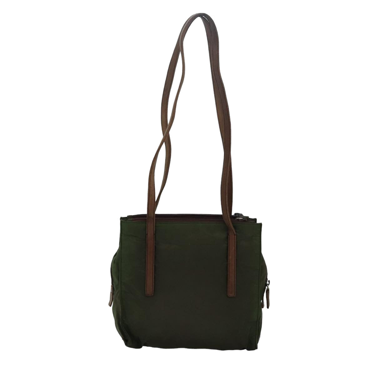 PRADA Shoulder Bag Nylon Leather Khaki Auth