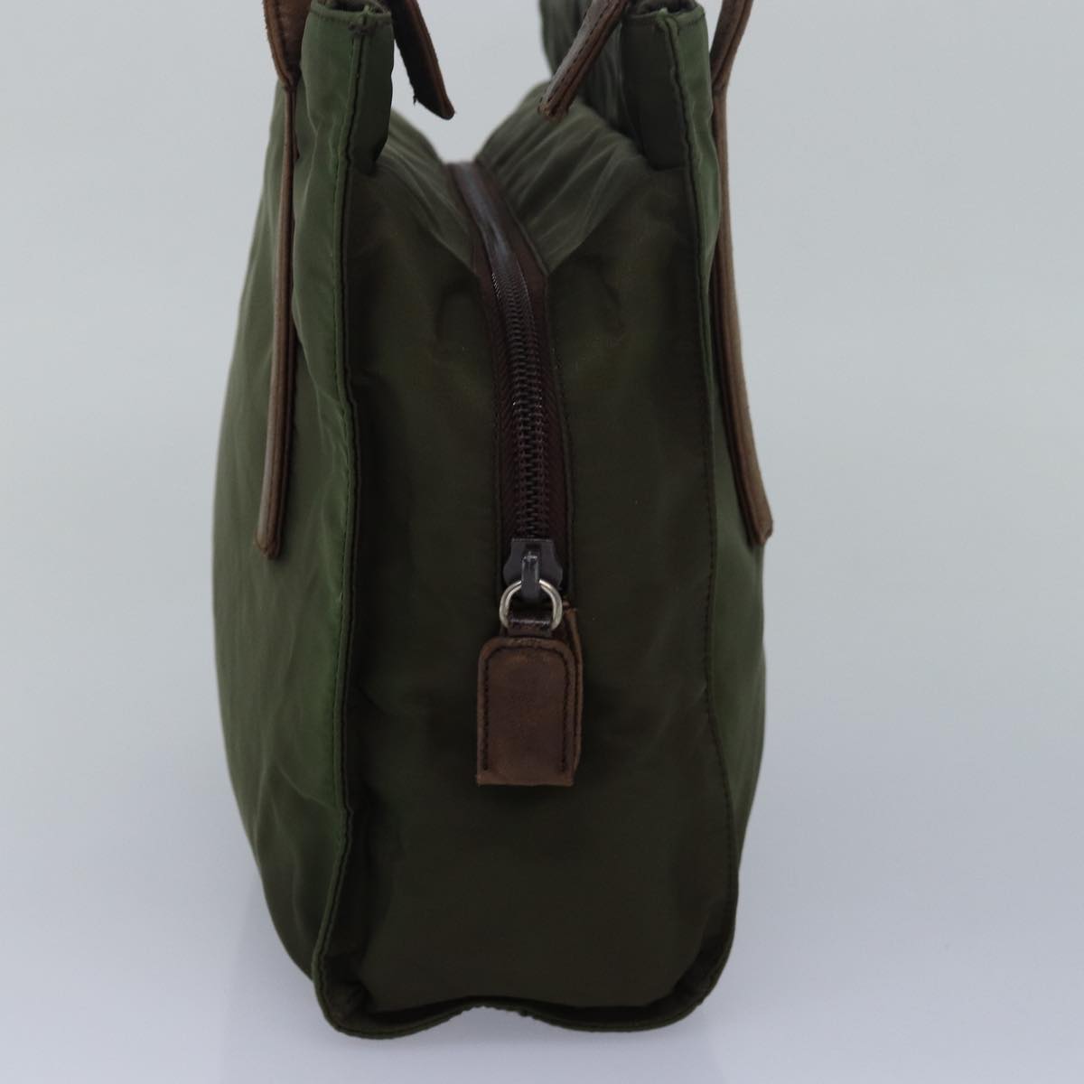 PRADA Shoulder Bag Nylon Leather Khaki Auth