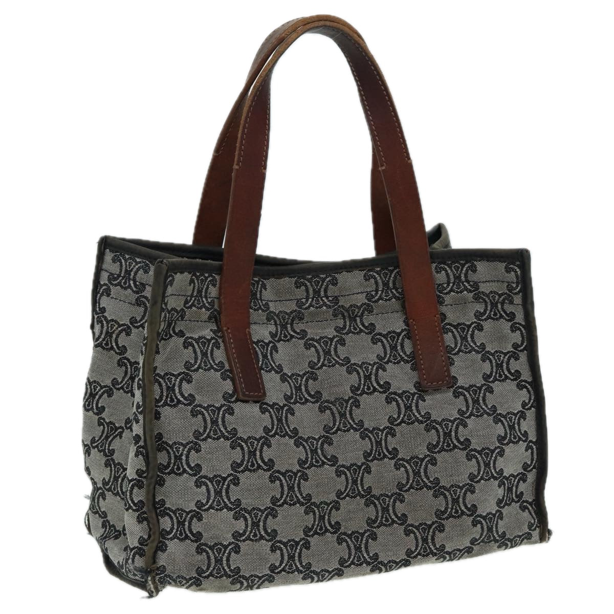 Luxury CELINE Paris Macadam Canvas Hand Bag Gray 83427