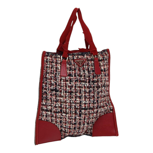 PRADA Hand Bag tweed Red Auth