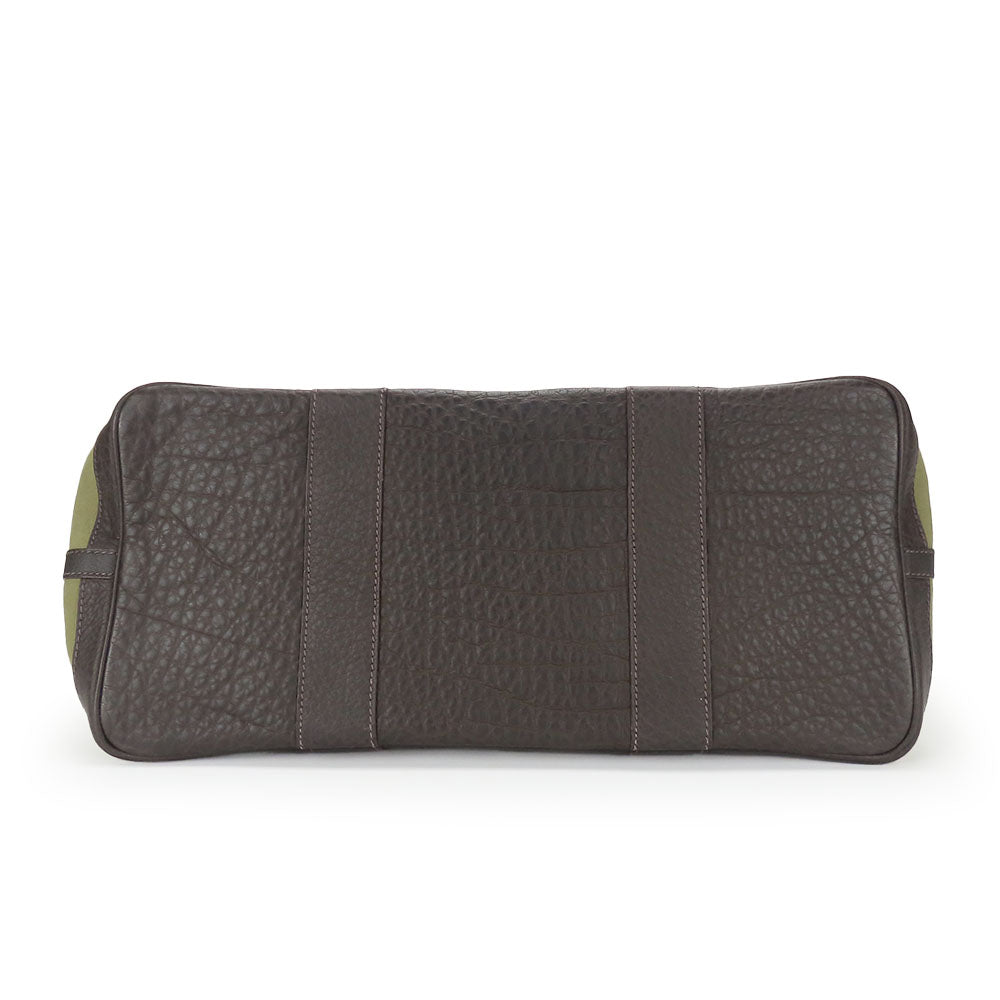 HERMES Tote Bag Canvas, Leather Khaki green Garden party PM unisex(Unisex)