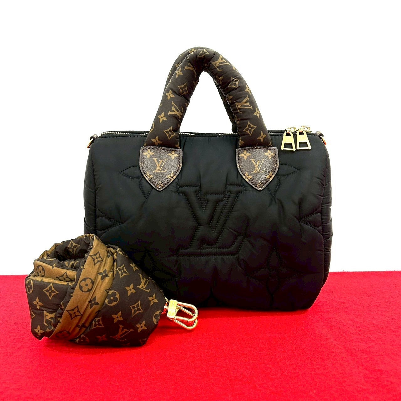 LOUIS VUITTON Shoulder Bag Nylon black monogram LV pillow bandouliere 25