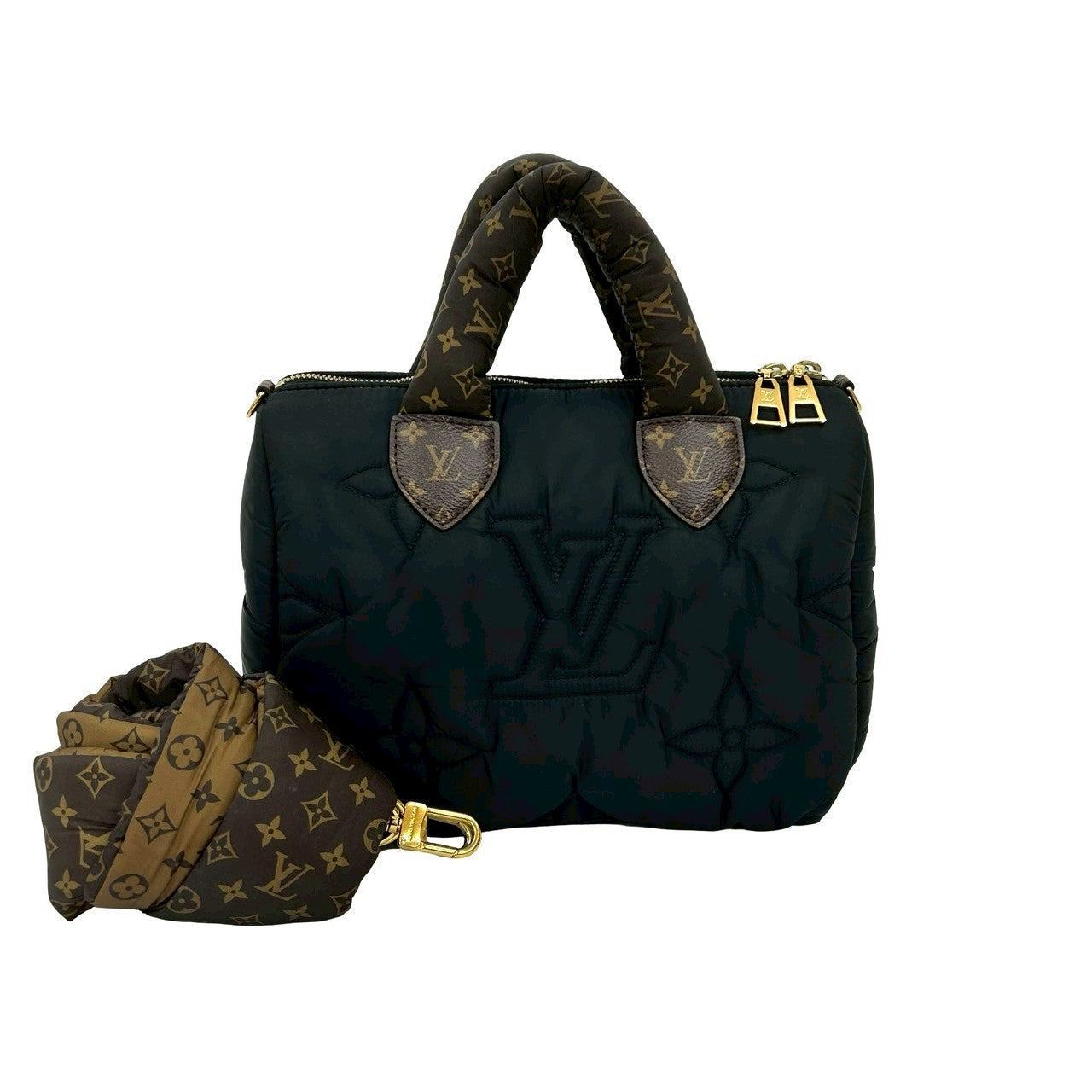 LOUIS VUITTON Shoulder Bag Nylon black monogram LV pillow bandouliere 25