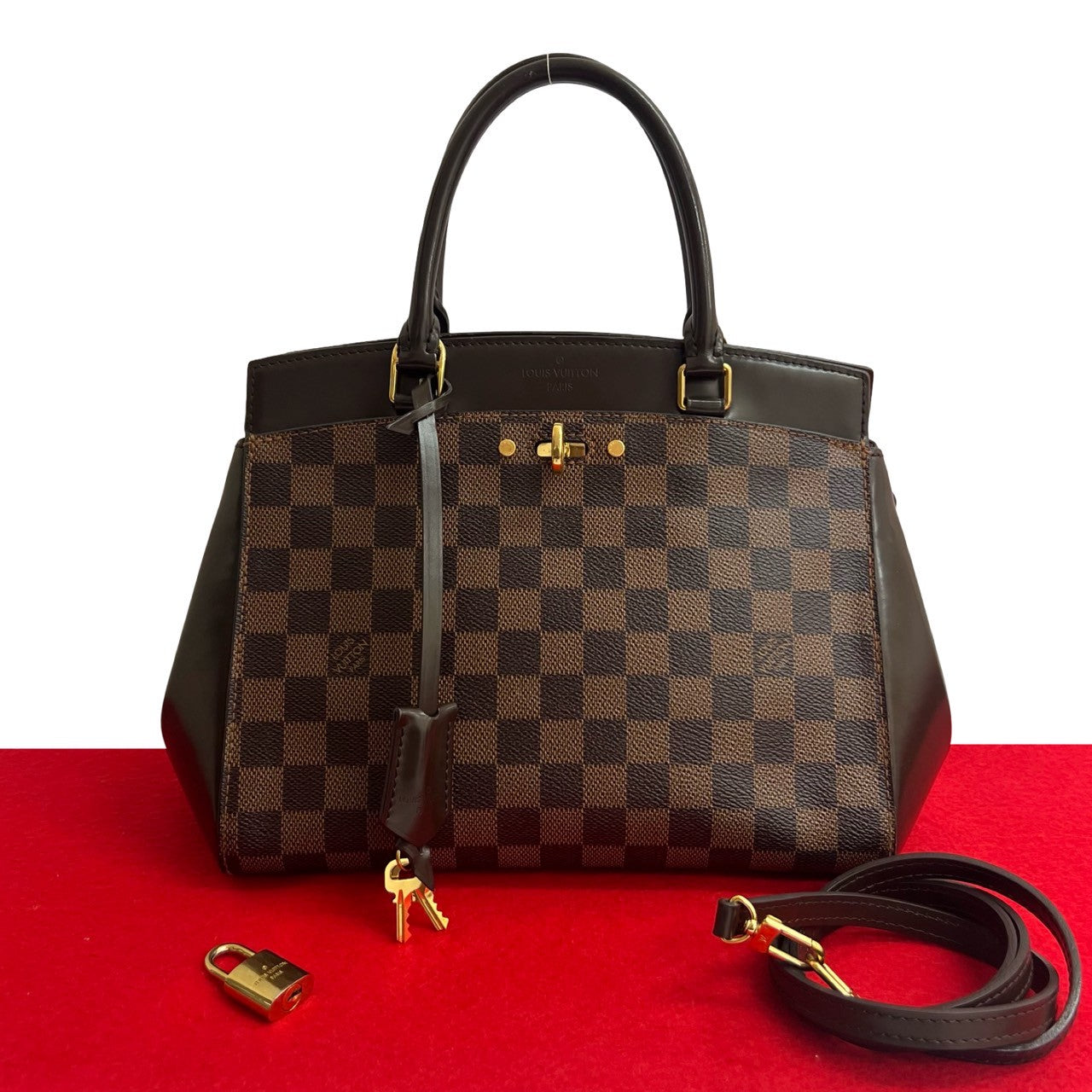 LOUIS VUITTON Shoulder Bag leather Brown Damier Rivoli BB