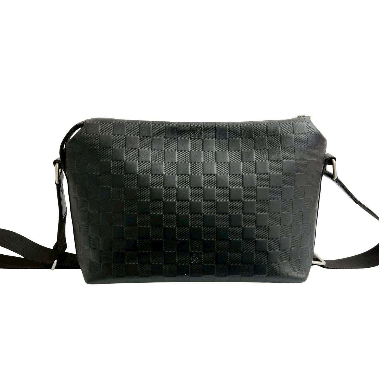 LOUIS VUITTON Shoulder Bag leather black Damier Anfini Discovery Messenger PM