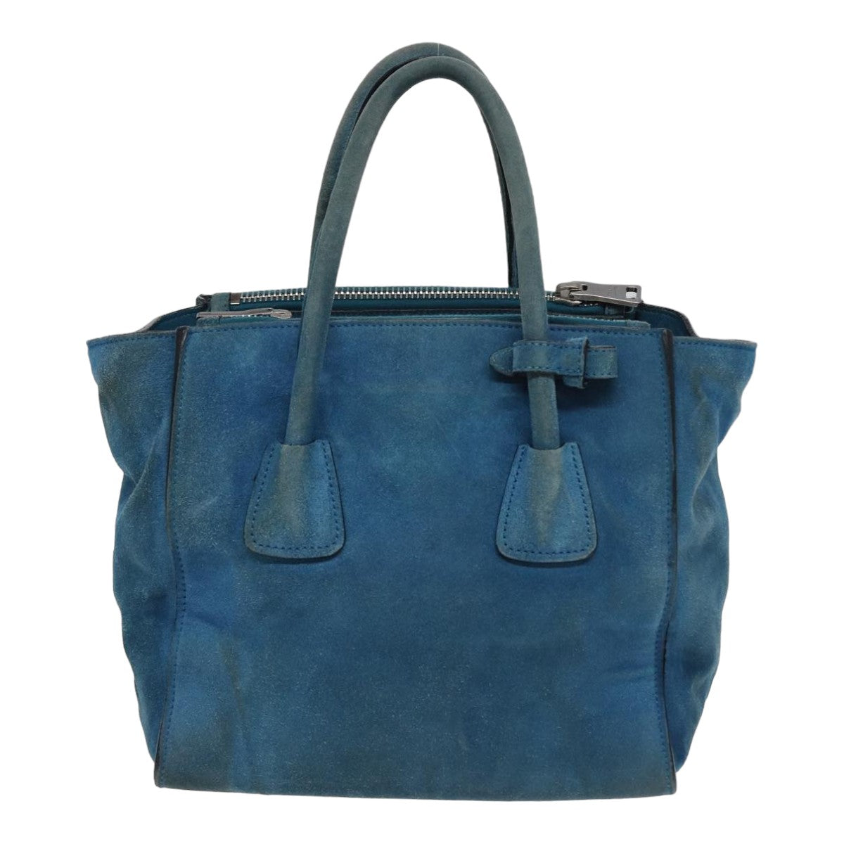 PRADA Hand Bag Suede 2way Blue Auth
