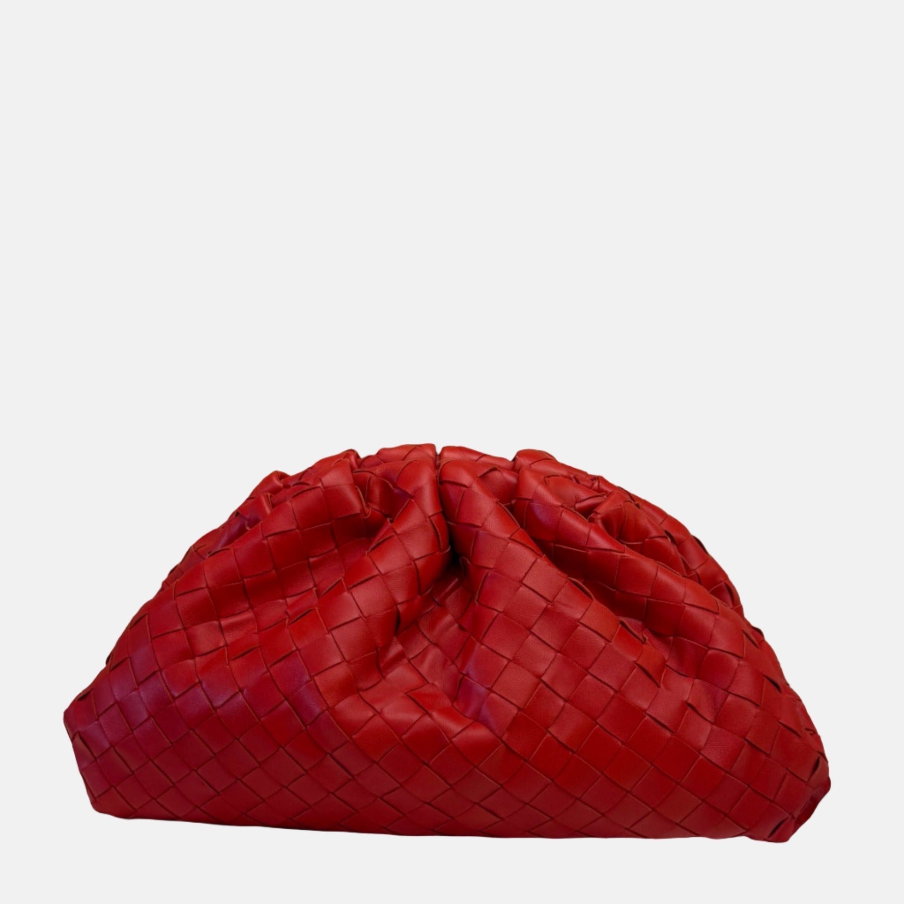 Bottega Veneta Pouch Large Intrecciato Leather Clutch Red