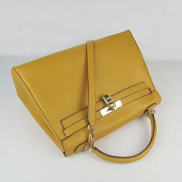 Luxury Hermes Kelly 32cm Togo Leather Handbag 6108 Yellow Golde