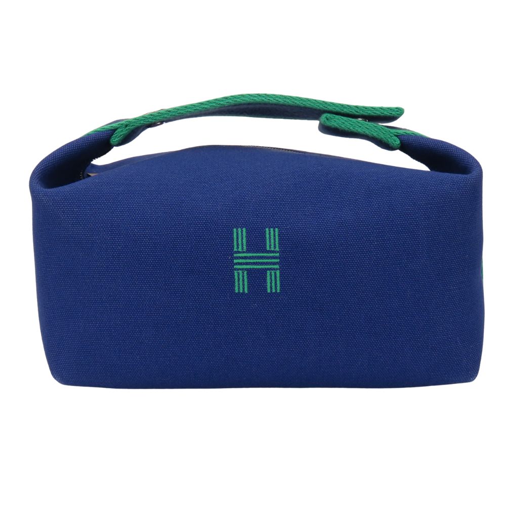 HERMES Pouch cotton Navy Brid a Black PM Women