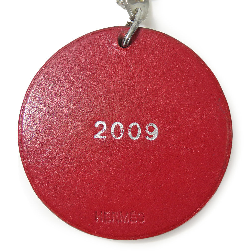 HERMES Bag charm Leather, Silver925 Red animal Women