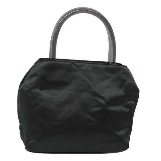 PRADA Hand Bag Satin Gray Auth