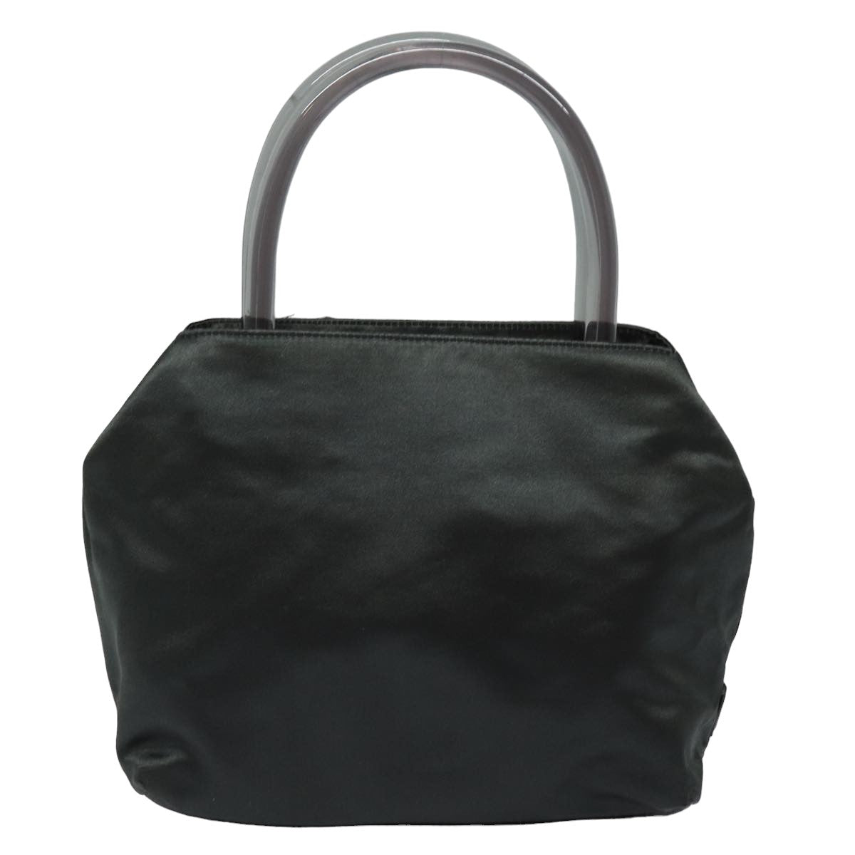 PRADA Hand Bag Satin Gray Auth