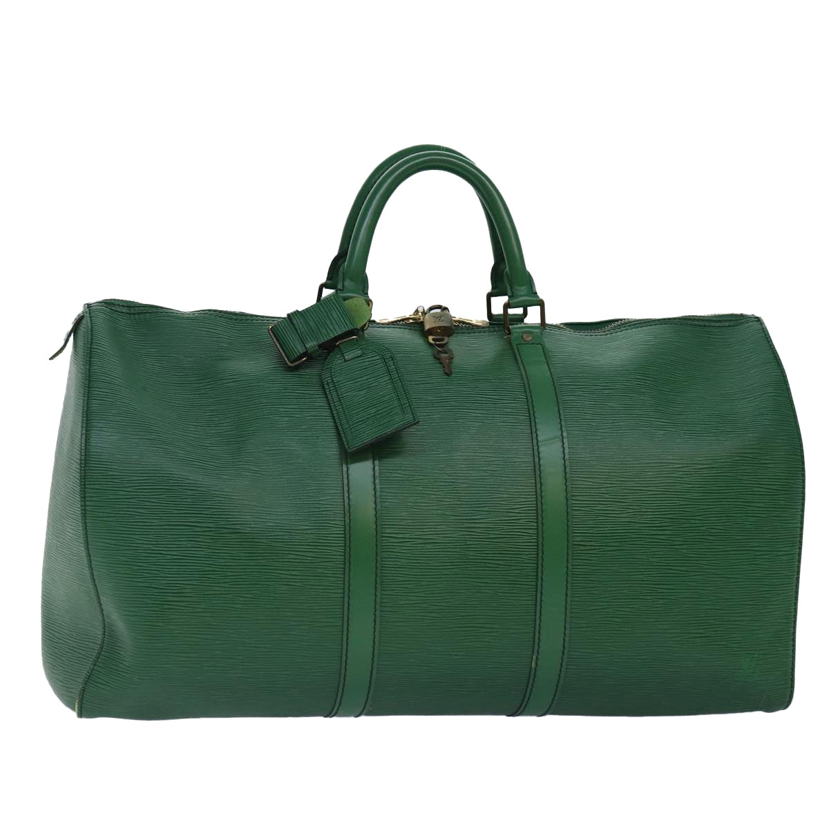 LOUIS VUITTON Epi Keepall 50 Boston Bag Green LV Auth