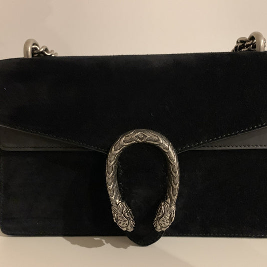 Gucci dionysus black suede handbag