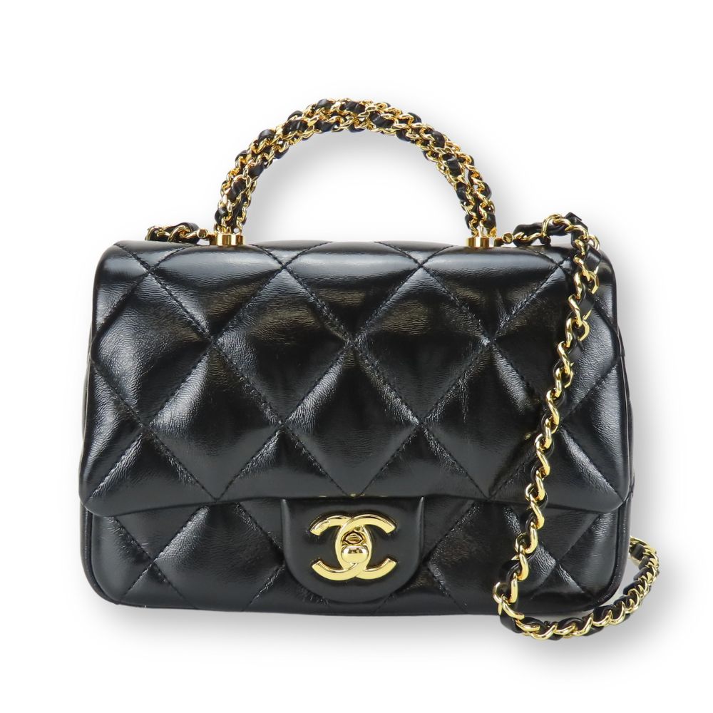 CHANEL Shoulder Bag lambskin black Matrasse