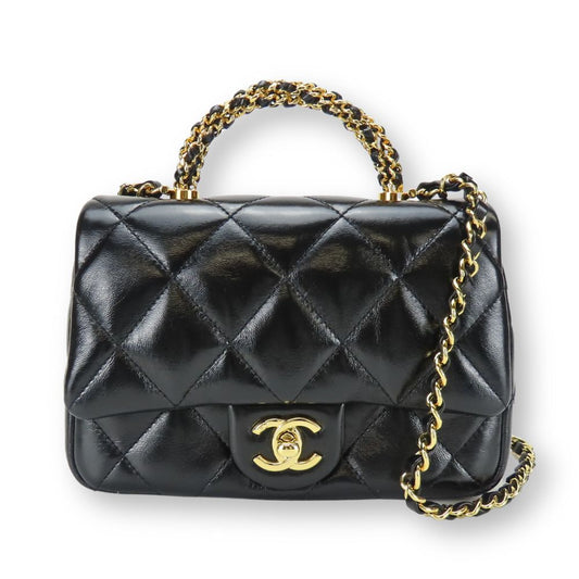 CHANEL Shoulder Bag lambskin black Matrasse