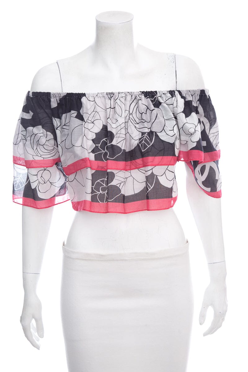 Chanel Black & White Off Shoulder Blo SZ 38