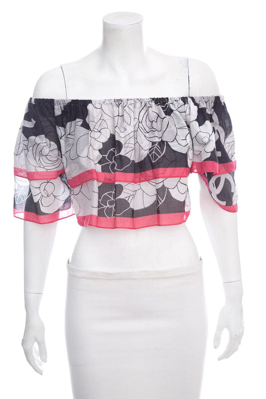 Chanel Black & White Off Shoulder Blo SZ 38