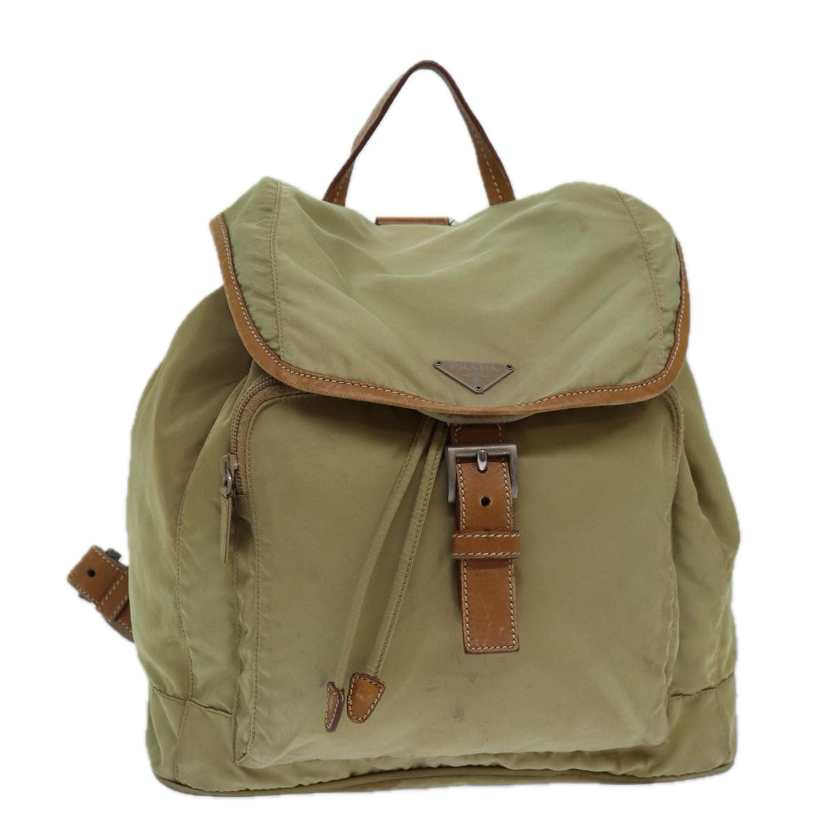 PRADA Backpack Nylon Cream Silver Auth